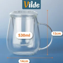 KUBEK SZKLANY 530ml Z ZAPARZACZEM I POKRYWĄ 139817