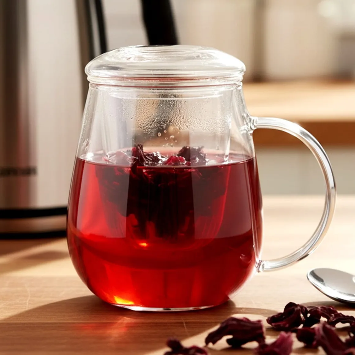 KUBEK SZKLANY 530ml Z ZAPARZACZEM I POKRYWĄ 139817