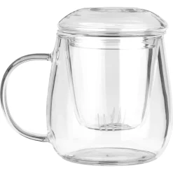 KUBEK SZKLANY 400ml Z ZAPARZACZEM I POKRYWĄ 139816