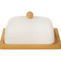 MASELNICZKA MASELNICA PORCELANOWA BAMBUSOWA BIAŁA