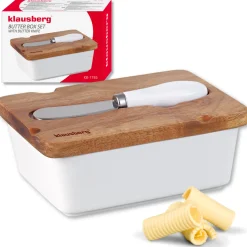 MASELNICZKA PORCELANOWA Z NOŻYKIEM KLAUSBERG KB-7785 BIAŁA