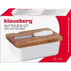 MASELNICZKA PORCELANOWA Z NOŻYKIEM KLAUSBERG KB-7785 BIAŁA