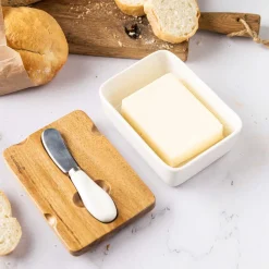 MASELNICZKA PORCELANOWA Z NOŻYKIEM KLAUSBERG KB-7785 BIAŁA