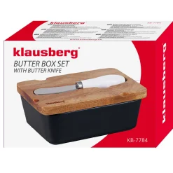 MASELNICZKA PORCELANOWA Z NOŻYKIEM KLAUSBERG KB-7784 CZARNA