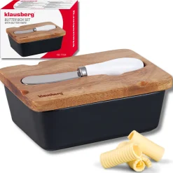 MASELNICZKA PORCELANOWA Z NOŻYKIEM KLAUSBERG KB-7784 CZARNA