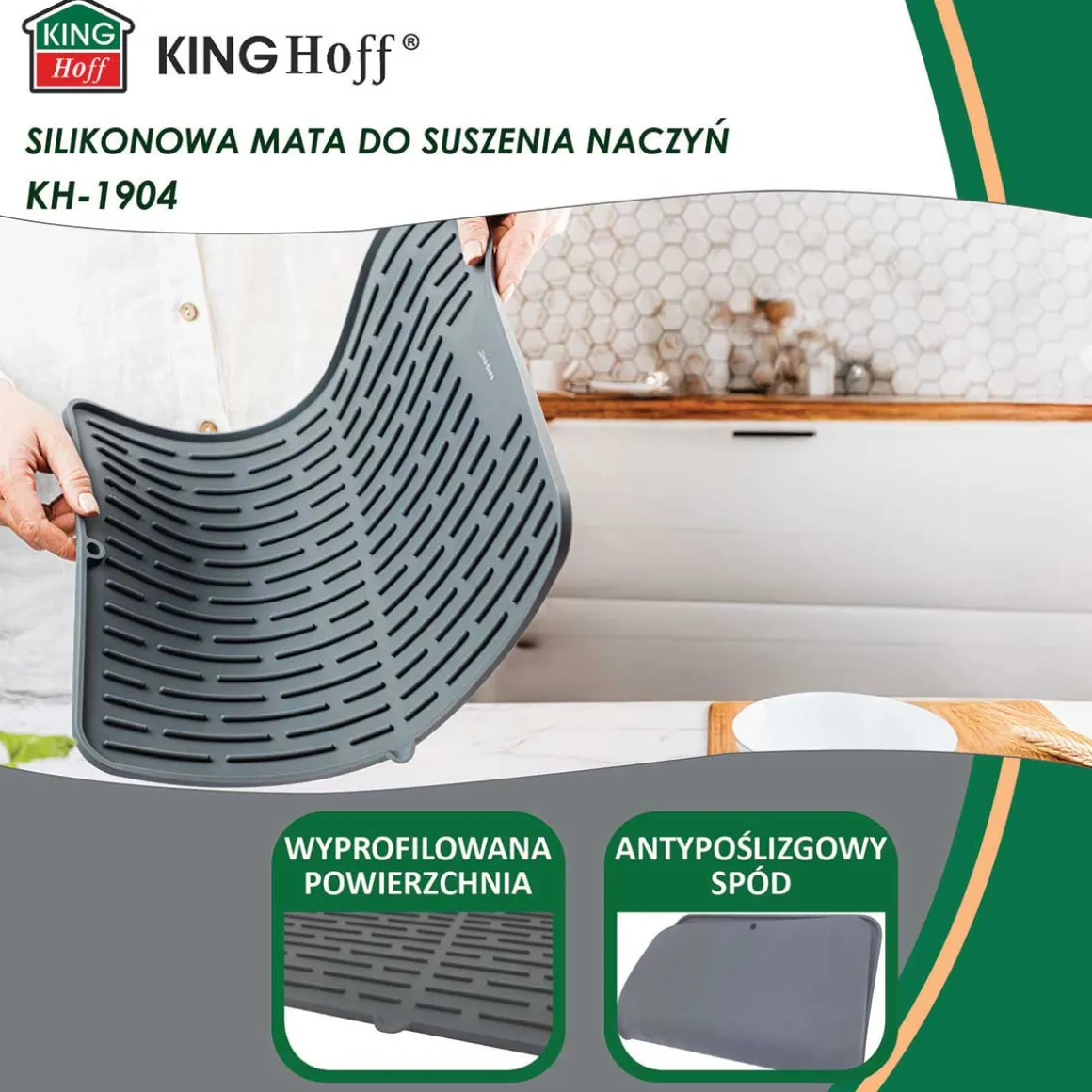 MATA PODKŁADKA SILIKONOWA OCIEKACZ DO NACZYŃ 42x33cm KINGHOFF KH-1904