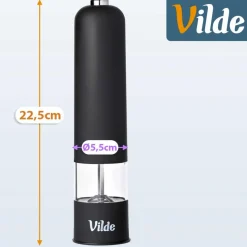 MŁYNEK ELEKTRYCZNY 22,5cm DO PIEPRZU SOLI CZARNY 259510
