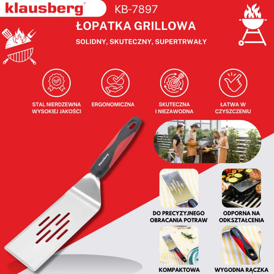 ŁOPATKA STALOWA 36 cm DO GRILLA KLAUSBERG KB-7897