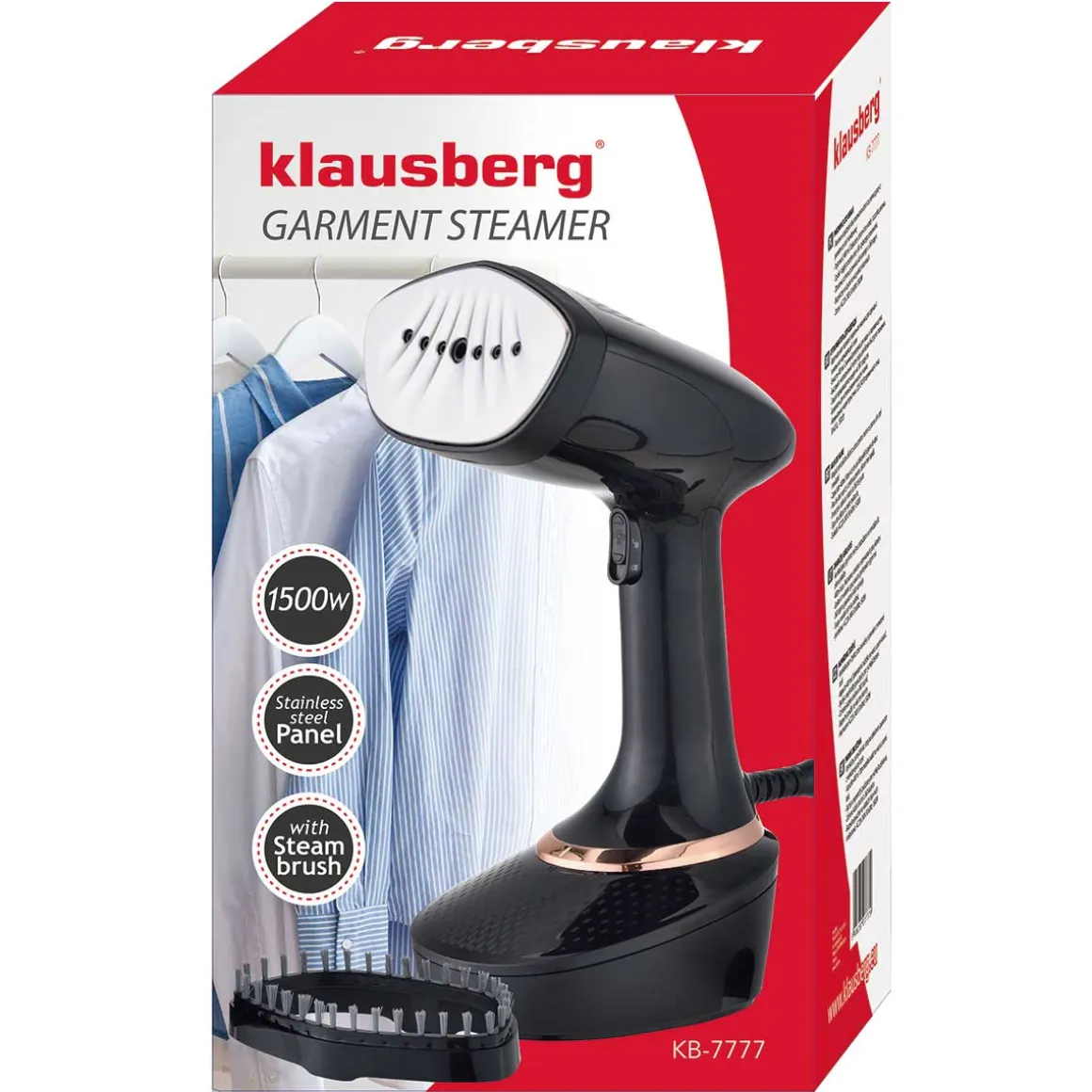 PAROWNICA DO PIONOWEGO PRASOWANIA UBRAŃ 1500W KLAUSBERG KB-7777