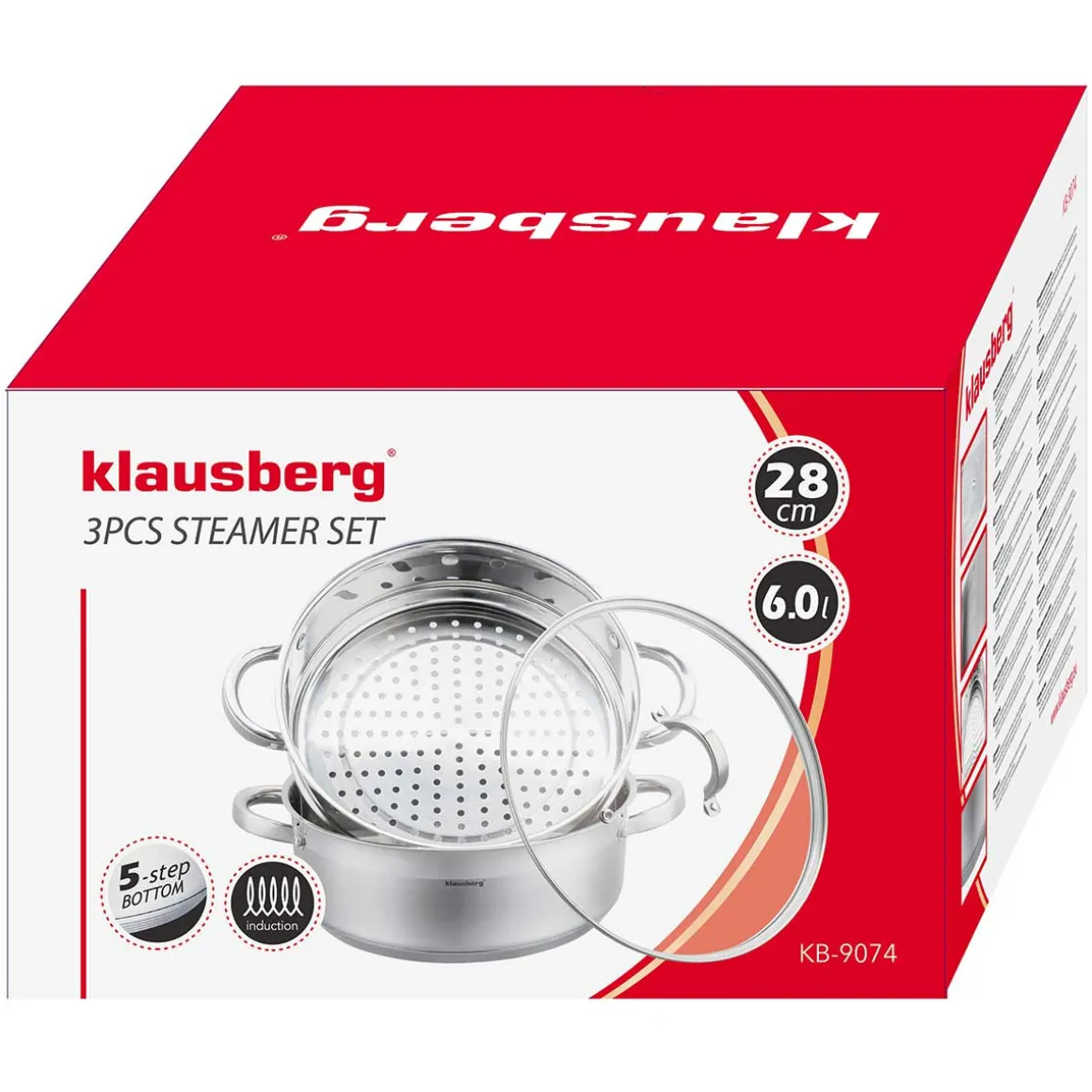 PŁASKI GARNEK NA PARĘ KLAUSBERG 3 ELEM. 28cm KB-9074