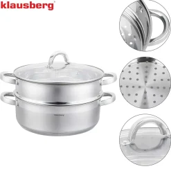 PŁASKI GARNEK NA PARĘ KLAUSBERG 3 ELEM. 28cm KB-9074