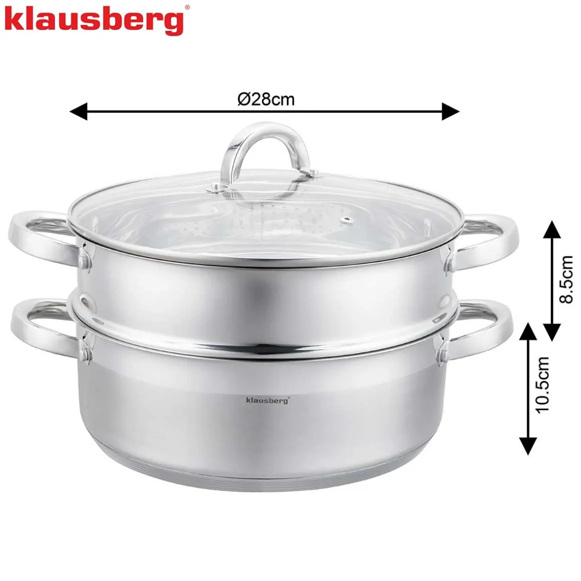 PŁASKI GARNEK NA PARĘ KLAUSBERG 3 ELEM. 28cm KB-9074