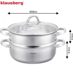 PŁASKI GARNEK NA PARĘ KLAUSBERG 3 ELEM. 26cm KB-9073