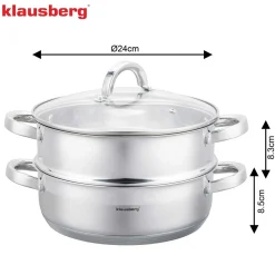 PŁASKI GARNEK NA PARĘ KLAUSBERG 3 ELEM. 24cm KB-9072
