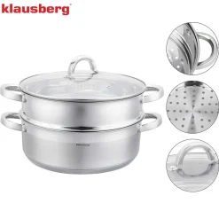 PŁASKI GARNEK NA PARĘ KLAUSBERG 3 ELEM. 24cm KB-9072