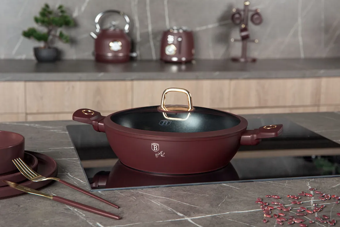 PŁASKI GARNEK TYTANOWY Z POKRYWĄ 30cm BERLINGER HAUS BH-8039 LEONARDO