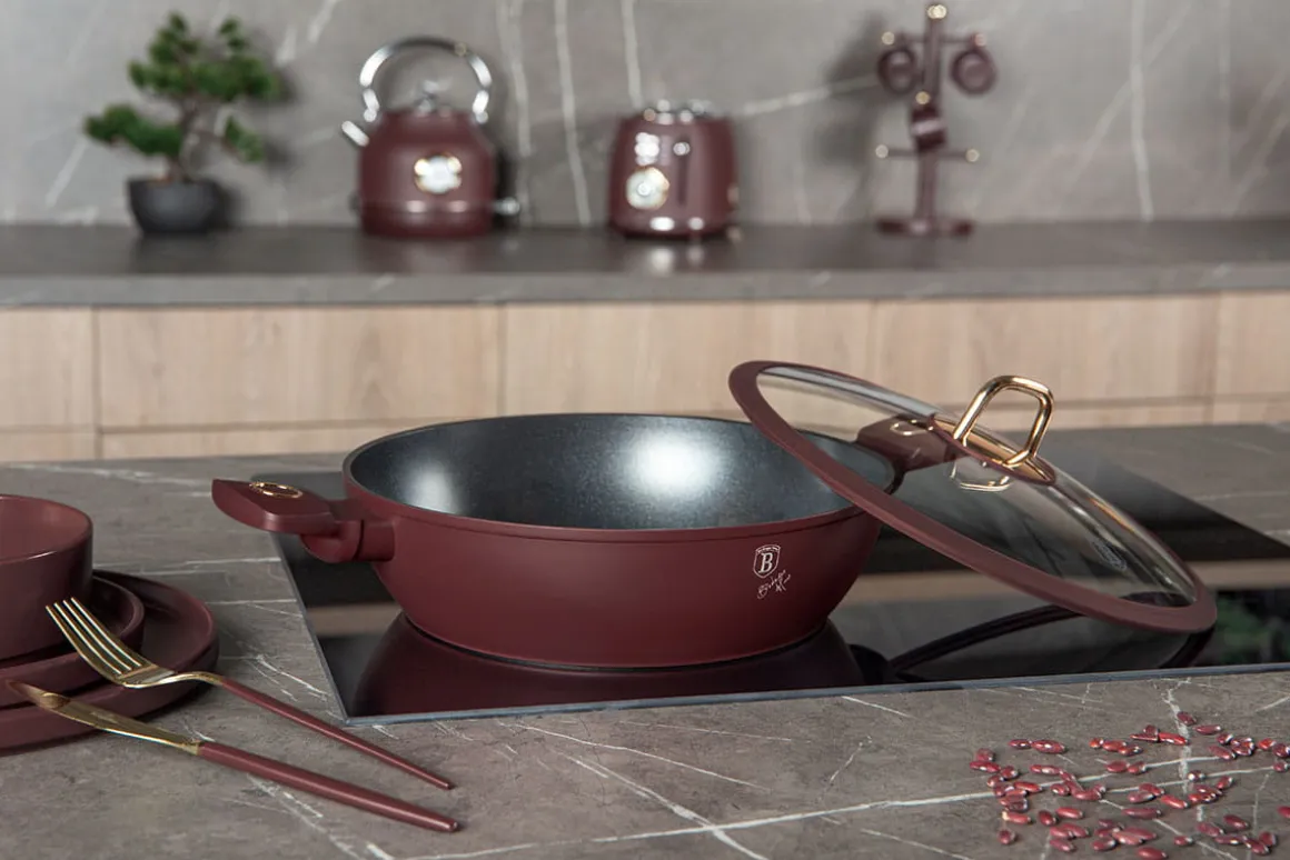PŁASKI GARNEK TYTANOWY Z POKRYWĄ 30cm BERLINGER HAUS BH-8039 LEONARDO