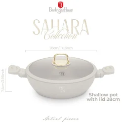 PŁASKI GARNEK TYTANOWY Z POKRYWĄ 28cm BERLINGER HAUS BH-8068 SAHARA