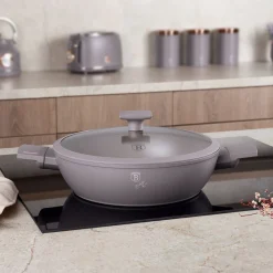 PŁASKI GARNEK TYTANOWY Z POKRYWĄ 28cm BERLINGER HAUS BH-8098 TAUPE