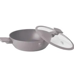 PŁASKI GARNEK TYTANOWY Z POKRYWĄ 28cm BERLINGER HAUS BH-8098 TAUPE