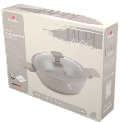 PŁASKI GARNEK TYTANOWY Z POKRYWĄ 28cm BERLINGER HAUS BH-8098 TAUPE