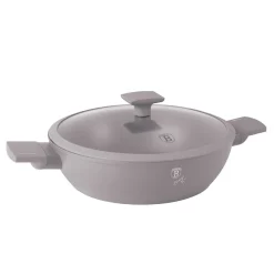 PŁASKI GARNEK TYTANOWY Z POKRYWĄ 28cm BERLINGER HAUS BH-8098 TAUPE