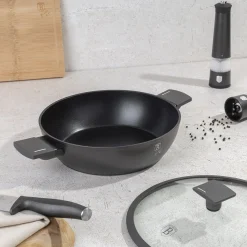 PŁASKI GARNEK TYTANOWY Z POKRYWĄ 30cm BERLINGER HAUS BH-8129 ANTRACIT
