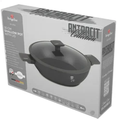 PŁASKI GARNEK TYTANOWY Z POKRYWĄ 30cm BERLINGER HAUS BH-8129 ANTRACIT
