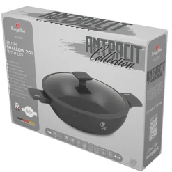 PŁASKI GARNEK TYTANOWY Z POKRYWĄ 28cm BERLINGER HAUS BH-8128 ANTRACIT