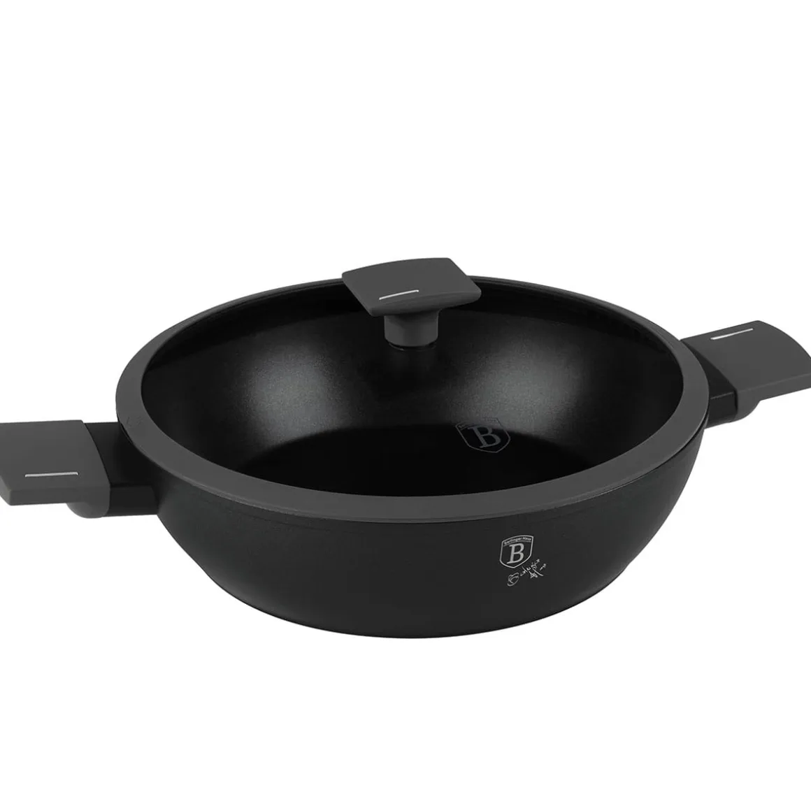 PŁASKI GARNEK TYTANOWY Z POKRYWĄ 28cm BERLINGER HAUS BH-8128 ANTRACIT