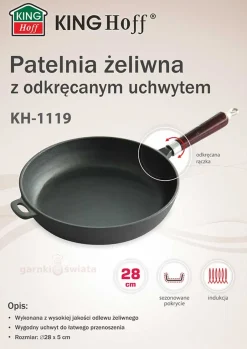 PATELNIA ŻELIWNA 28cm KINGHOFF KH-1119 INDUKCJA