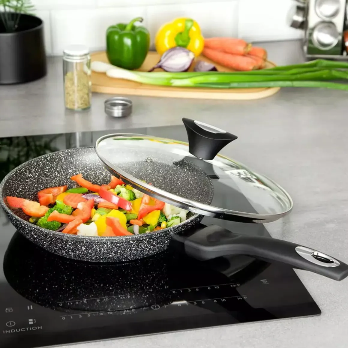 PATELNIA GRANITOWA 24cm Z POKRYWĄ KLAUSBERG KB-7039