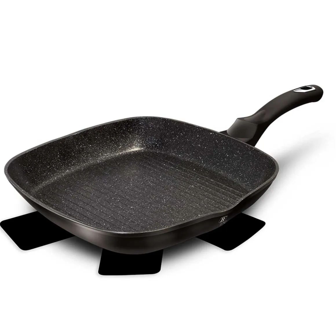 PATELNIA GRANITOWA GRILLOWA 28 cm BERLINGER HAUS BH-1846 BLACK SILVER