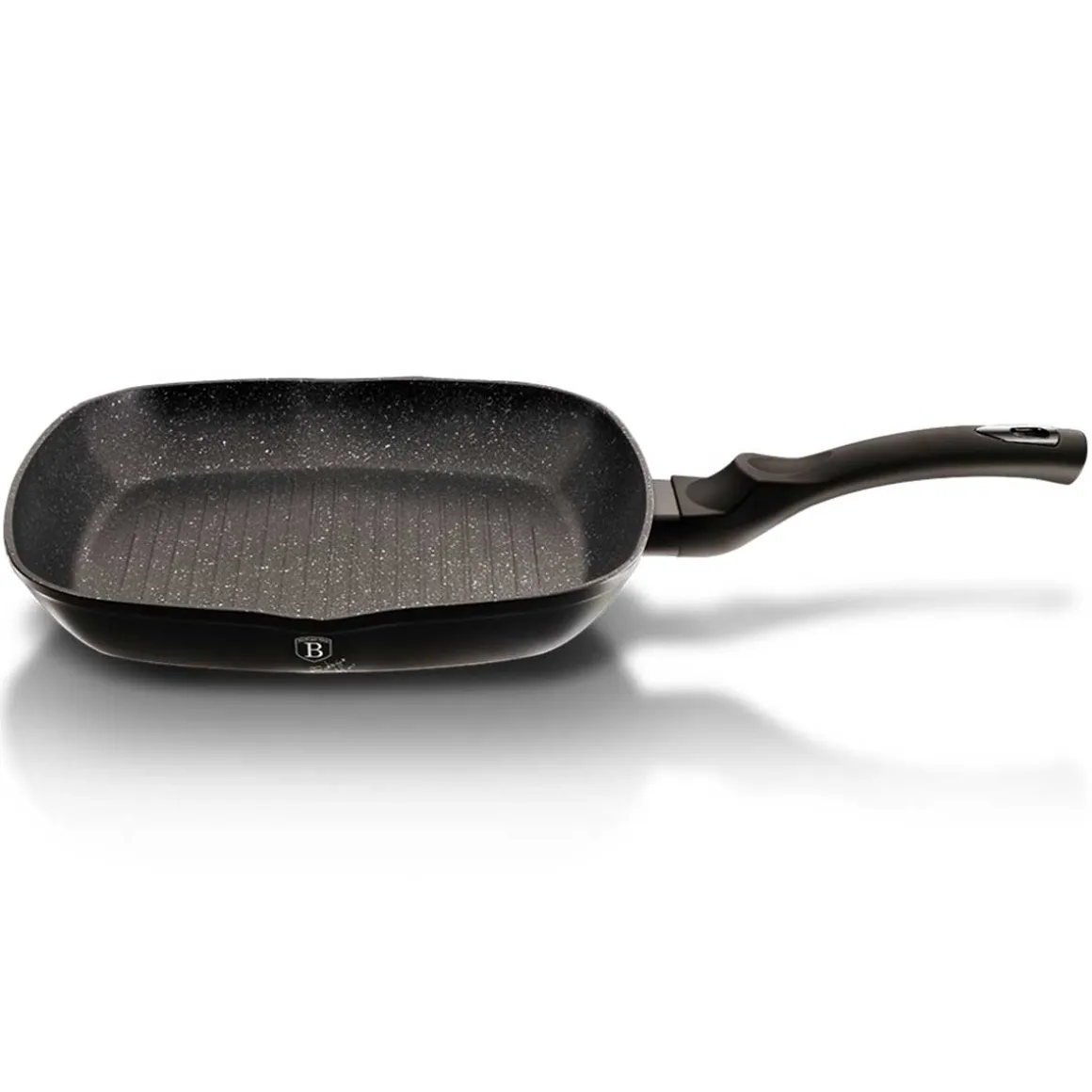 PATELNIA GRANITOWA GRILLOWA 28 cm BERLINGER HAUS BH-1846 BLACK SILVER