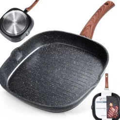 PATELNIA GRANITOWA GRILLOWA 28x28cm BLACK&WOOD 199056