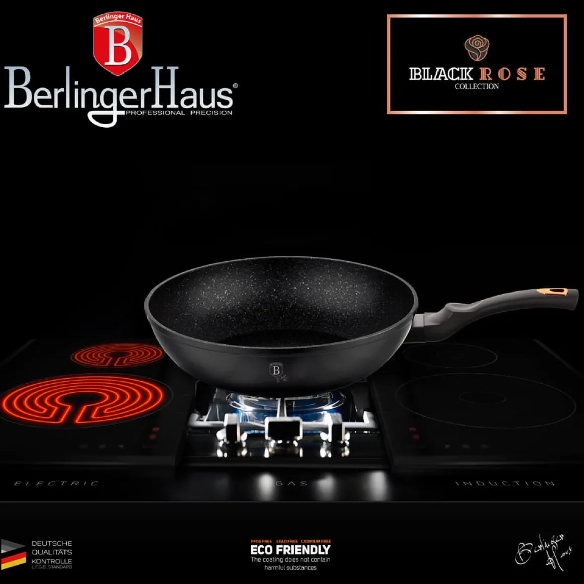 PATELNIA GRANITOWA WOK 28cm BERLINGERHAUS BLACK ROSE BH-1638