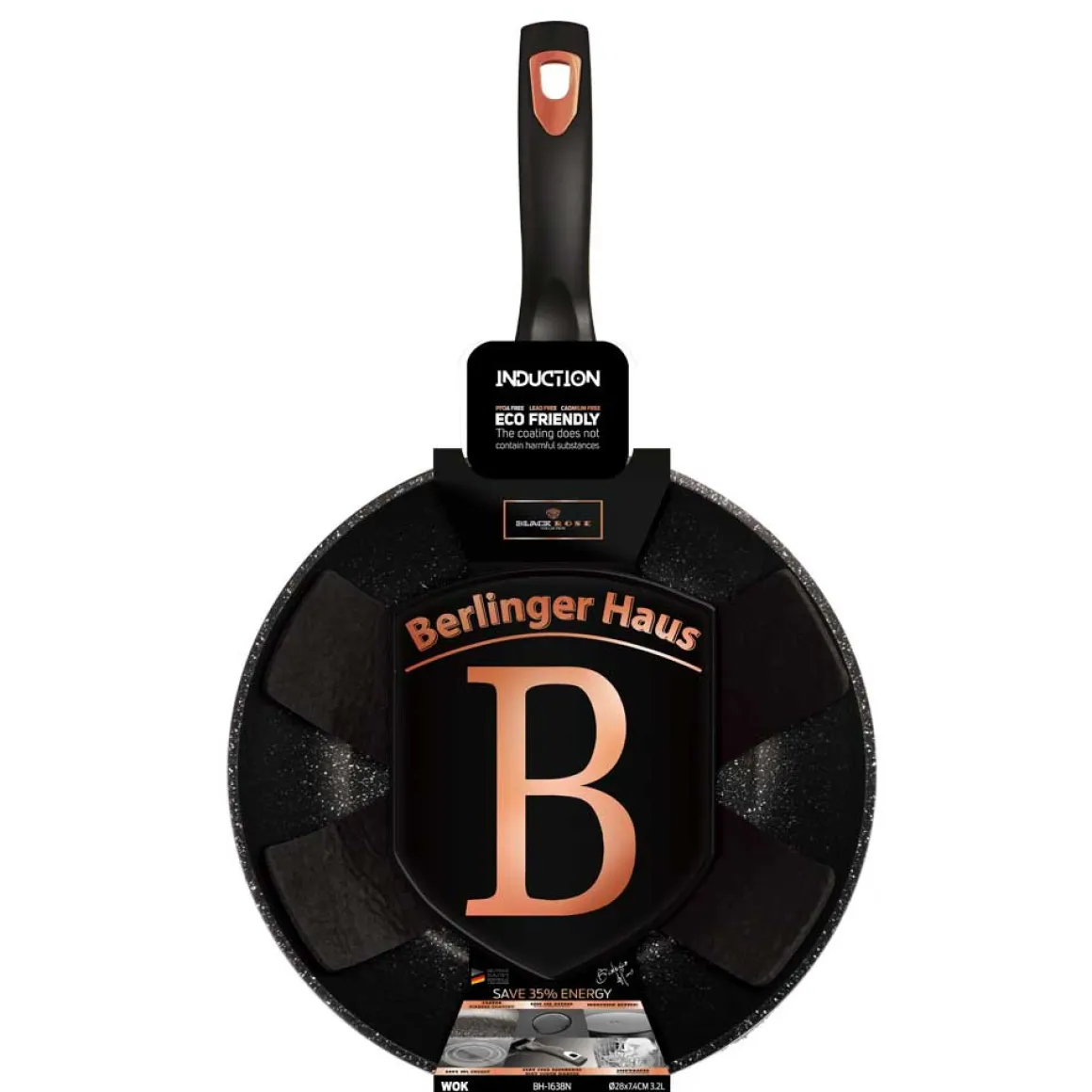PATELNIA GRANITOWA WOK 28cm BERLINGERHAUS BLACK ROSE BH-1638