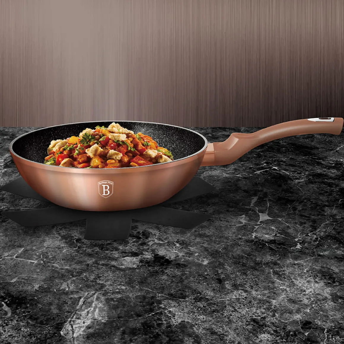 PATELNIA GRANITOWA WOK 28cm BERLINGERHAUS ROSE GOLD BH-1512