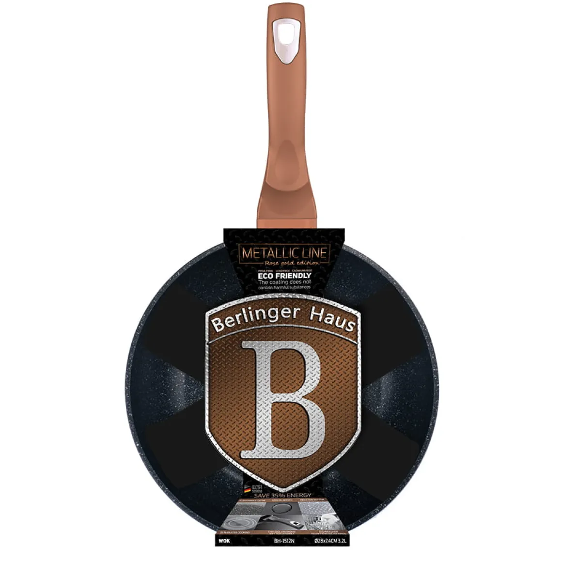 PATELNIA GRANITOWA WOK 28cm BERLINGERHAUS ROSE GOLD BH-1512