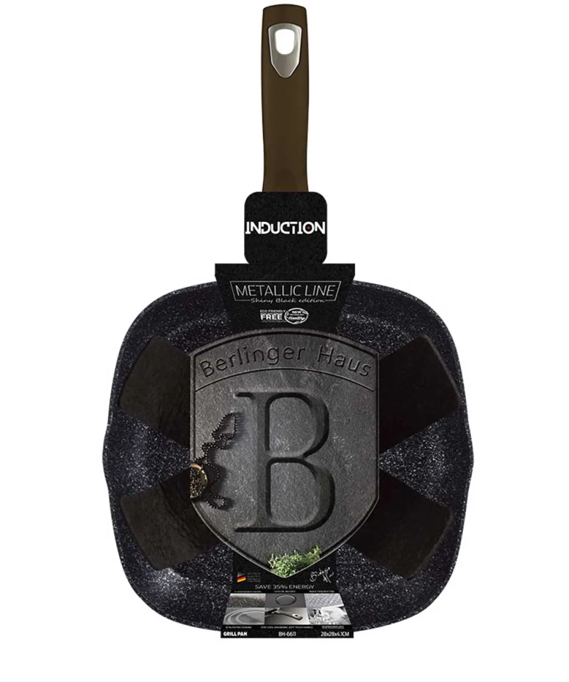 PATELNIA GRILLOWA 28cm BERLINGER HAUS BH-6611 SHINY BLACK