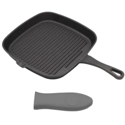 PATELNIA GRILLOWA ŻELIWNA 24cm Z SILIKONOWĄ NAKŁADKĄ 2668