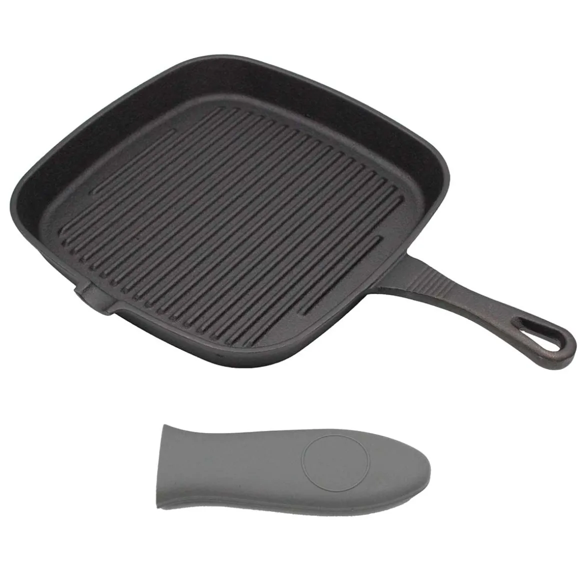 PATELNIA GRILLOWA ŻELIWNA 24cm Z SILIKONOWĄ NAKŁADKĄ 2668