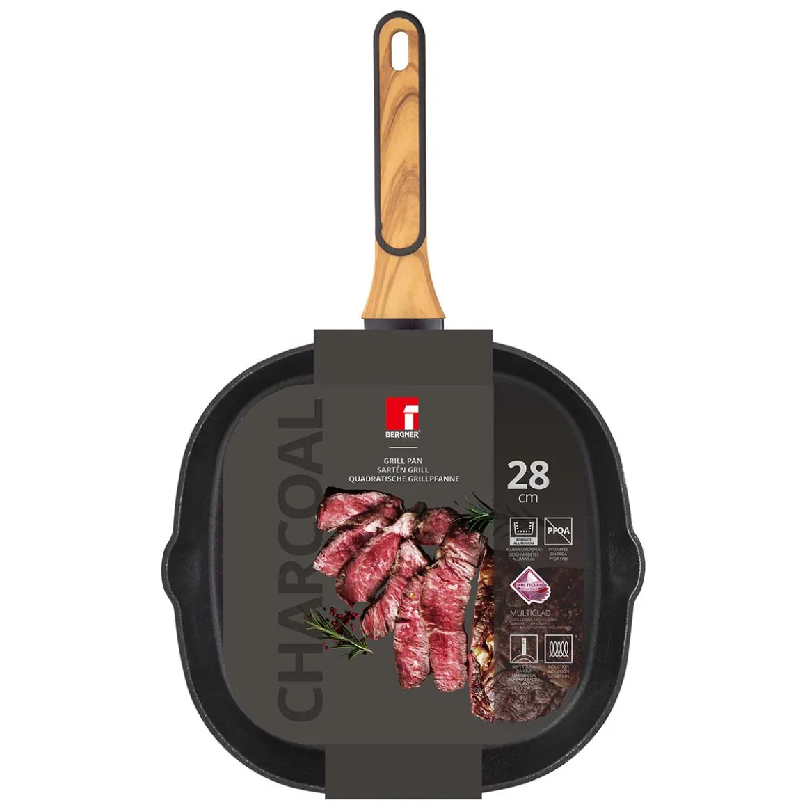 PATELNIA GRILLOWA MULTICLAD 28cm BERGNER BG-56041 CHARCOAL