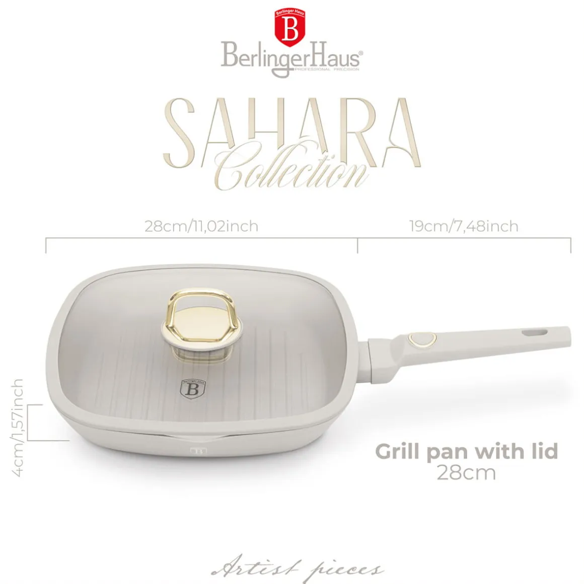 PATELNIA GRILLOWA TYTANOWA 28cm BERLINGER HAUS BH-8067 SAHARA