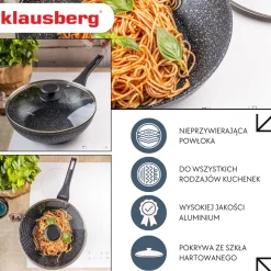 PATELNIA MARMURKOWA GŁĘBOKA WOK 28cm Z POKRYWĄ KLAUSBERG 28cm KB-7990