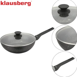 PATELNIA MARMURKOWA GŁĘBOKA WOK 28cm Z POKRYWĄ KLAUSBERG 28cm KB-7990