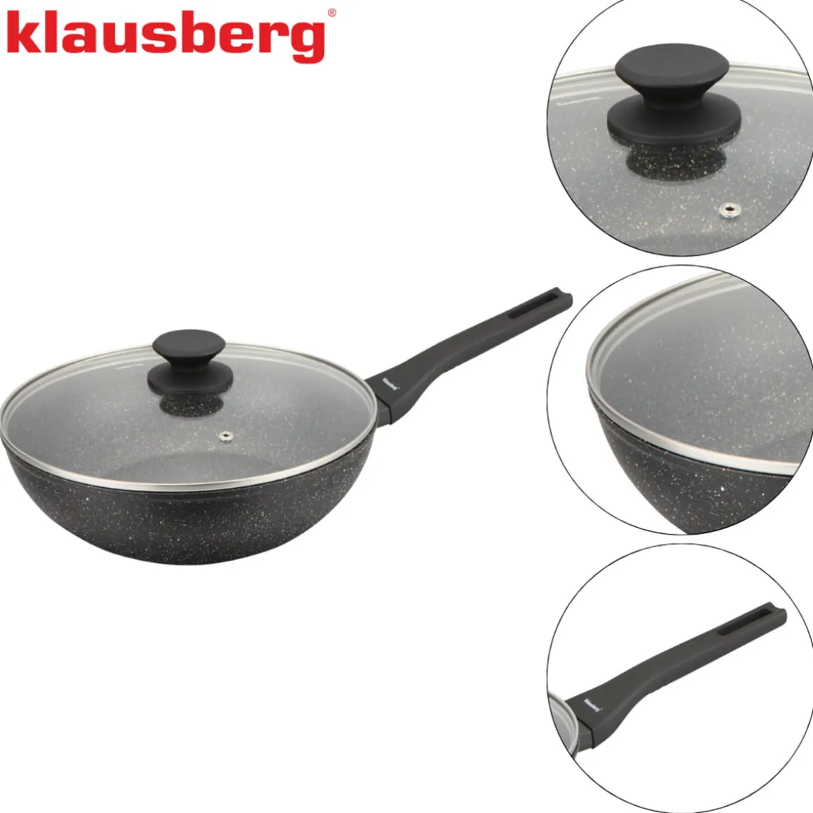 PATELNIA MARMURKOWA GŁĘBOKA WOK 28cm Z POKRYWĄ KLAUSBERG 28cm KB-7990