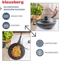 PATELNIA MARMURKOWA GŁĘBOKA WOK 28cm Z POKRYWĄ KLAUSBERG 28cm KB-7990