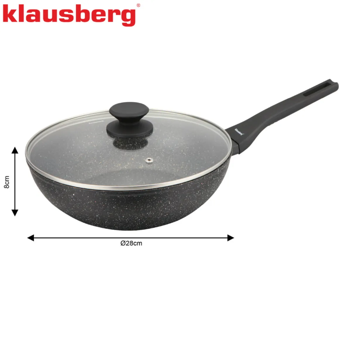 PATELNIA MARMURKOWA GŁĘBOKA WOK 28cm Z POKRYWĄ KLAUSBERG 28cm KB-7990