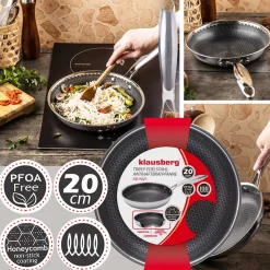 PATELNIA STALOWA 20cm Z POWŁOKĄ PLASTER MIODU KLAUSEBRG KB-9021